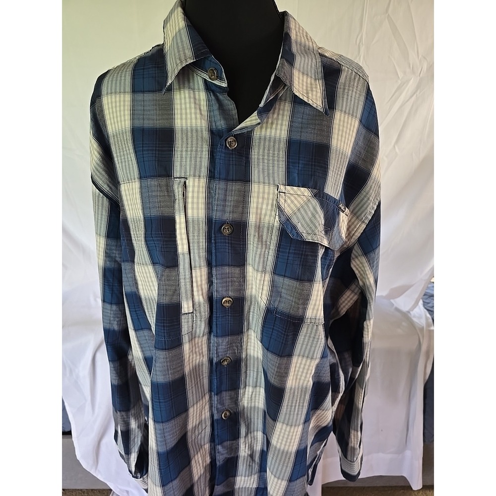 Eddie Bauer shirt Men's Size XL‎ Cotton Blue Plaid Long Sleeve Mens Button Down